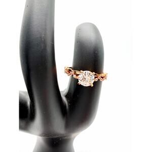 Moissanite Engagement Ring – Round Brilliant Cut, Rose Gold Tone, Size 7